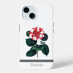 White & Red Camillia Watercolor Custom iPhone 15 Case