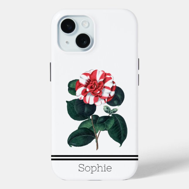 White & Red Camillia Watercolor Custom Case-Mate iPhone Case (Back)