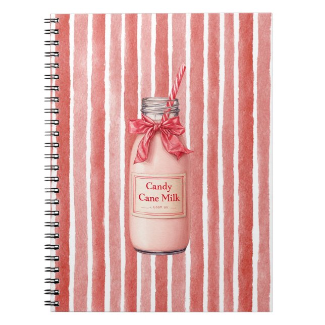 White Red Candy Cane Drink Stripes   Notebook (Front)