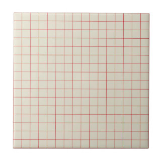 White & Red Chequered Retro Minimalist Tile