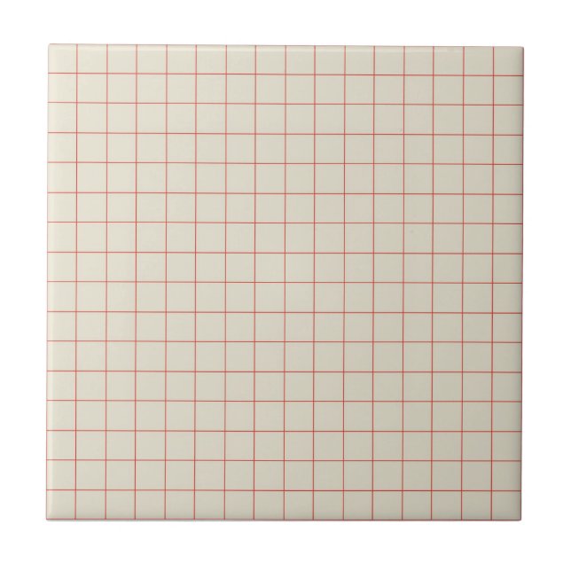 White & Red Chequered Retro Minimalist Tile (Front)