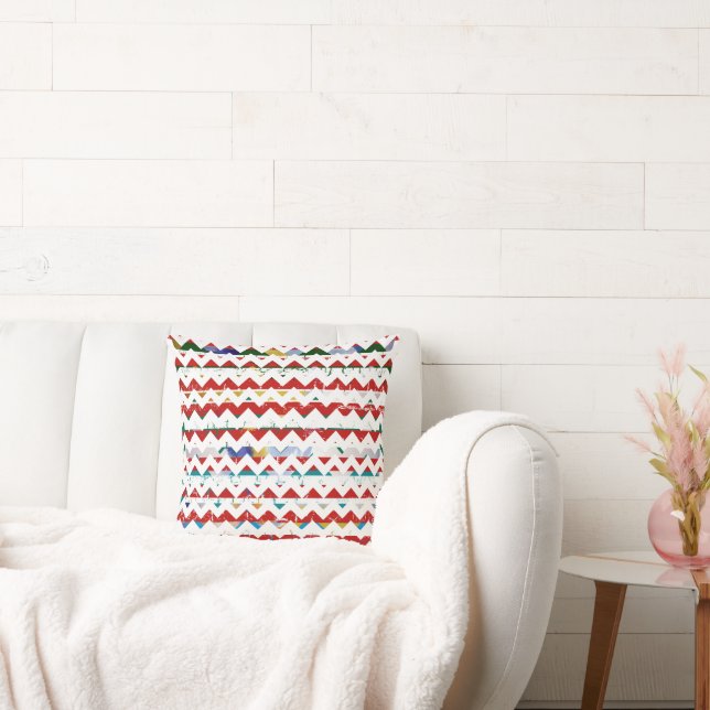 White & Red Chevron Inspired Cushion (Couch)