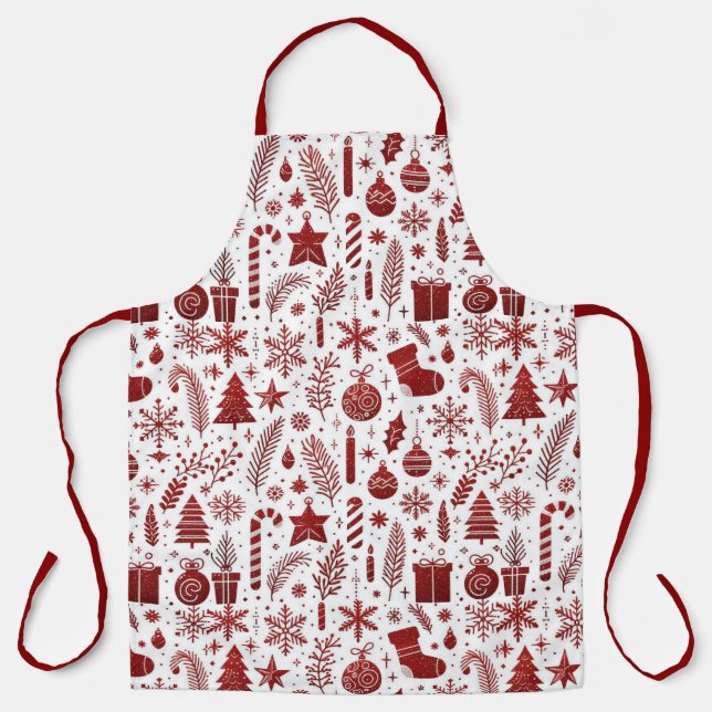 White Red Christmas Apron (Front)