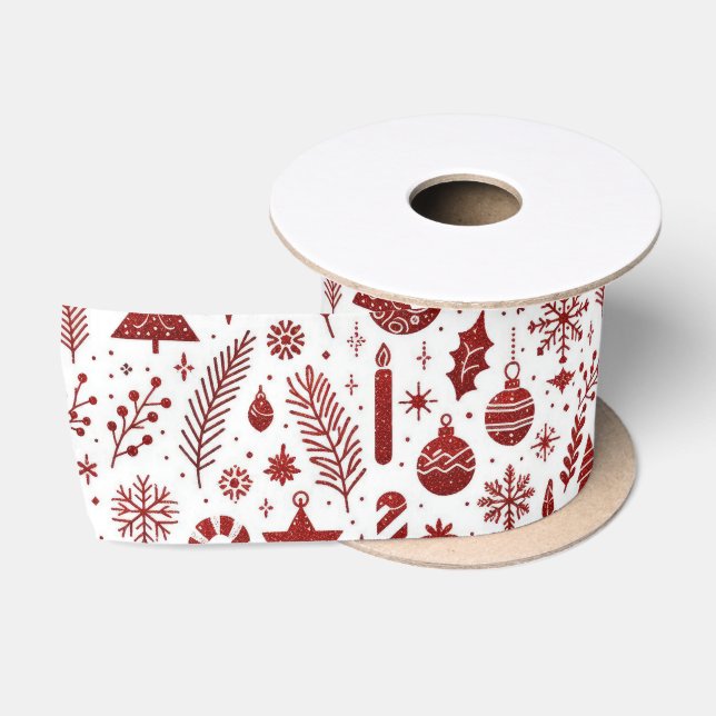 White Red Christmas Satin Ribbon (Spool)