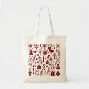 White Red Christmas Tote Bag