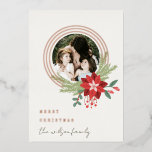 White Red Circle Photo Poinsettia Merry Christmas<br><div class="desc">If you need any further customisation please feel free to message me on yellowfebstudio@gmail.com.</div>