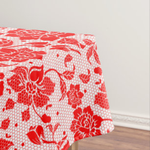 White red floral flower honeycomb cotton dining tablecloth