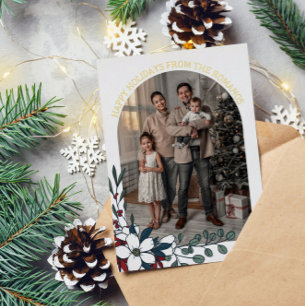 White Red Florals Arch Photo Happy Holidays