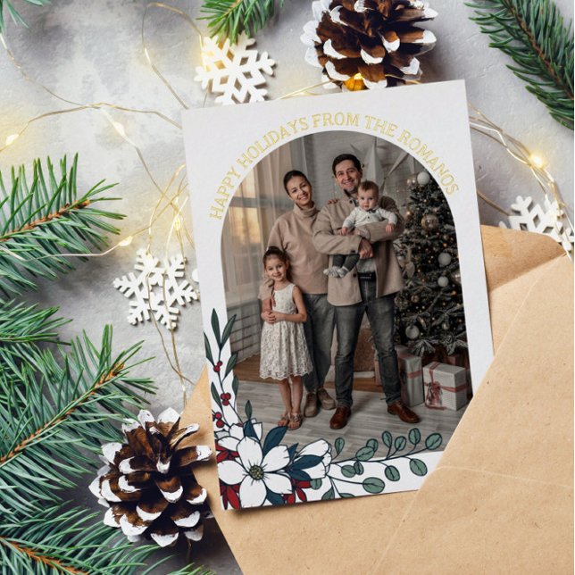 White Red Florals Arch Photo Happy Holidays (Creator Uploaded)