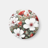 White & Red Flowers Elegant Watercolor