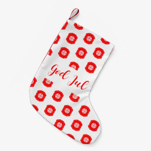 White Red God Jul Merry Christmas Pattern  Small Christmas Stocking