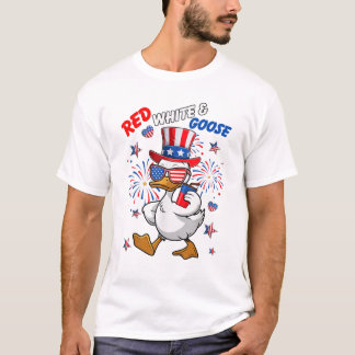 White Red & Gooses USA Independence Day T-Shirt