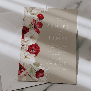 White & Red Gorgeous Floral Wedding Invitation