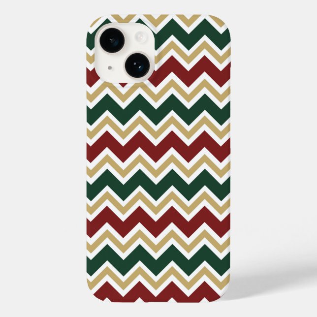 White Red Green Beige Chevron Pattern Case-Mate iPhone Case (Back)