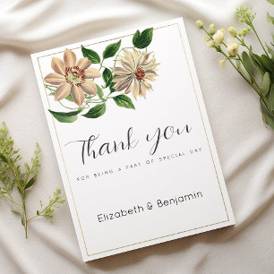 White red green floral botanical Thank You Invitation