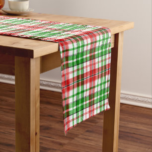 White Red Green Plaid Tartan Design  Short Table Runner