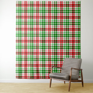 White Red Green Plaid Tartan Design Tapestry