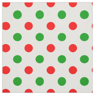 White Red Green Polka Dots Design Fabric