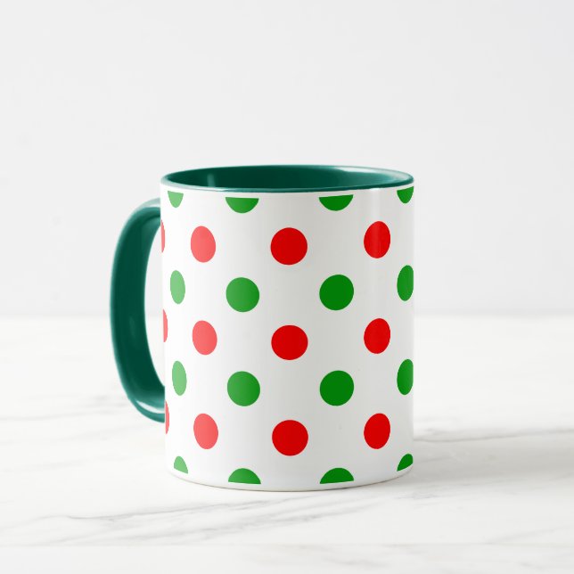 White Red Green Polka Dots Design  Mug (Front Left)