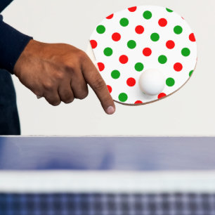 White Red Green Polka Dots Design Ping Pong Paddle