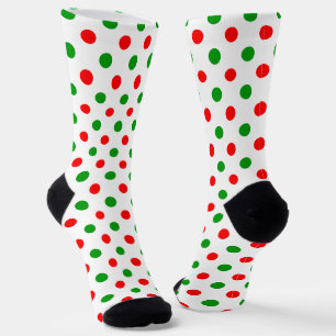 White Red Green Polka Dots Design Socks