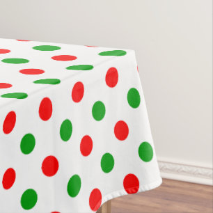 White Red Green Polka Dots Design Tablecloth
