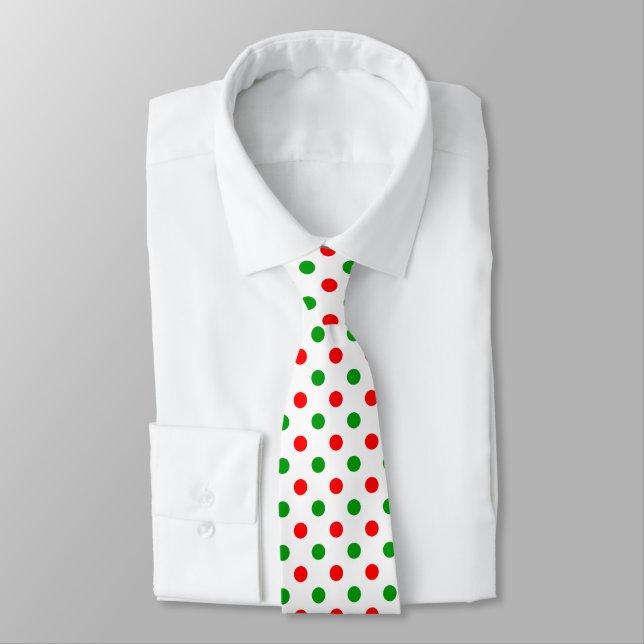White Red Green Polka Dots Design  Tie (Tied)