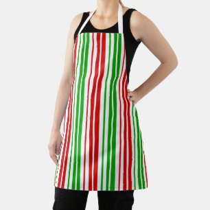 White Red Green Stripes Pattern   Apron