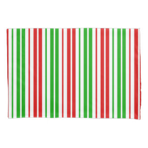 White Red Green Stripes Pattern   Pillowcase