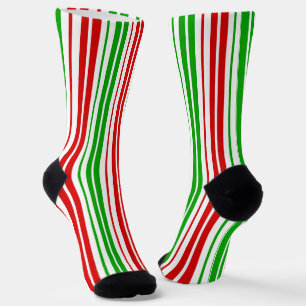 White Red Green Stripes Pattern   Socks