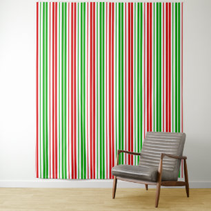 White Red Green Stripes Pattern   Tapestry