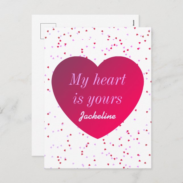  White Red Heart Cute Modern Valentines Day Holiday Postcard (Front/Back)