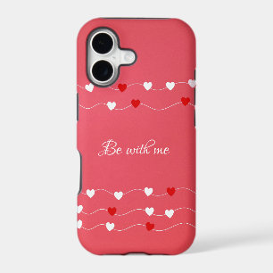 White-red heart monogram iPhone Case