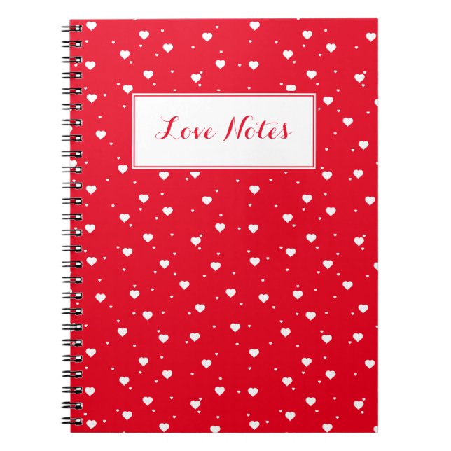 White & Red Hearts Spiral Notebook (Front)