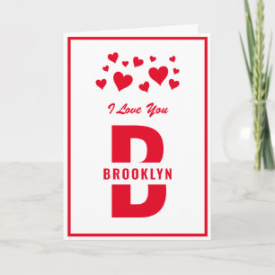 White Red Hipster Monogram Happy Valentine's Day Card