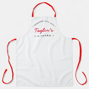 White Red Homemade with Love Personalised Kitchen Apron