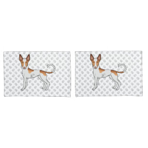 White & Red Ibizan Hound Smooth Coat Dog And Paws Pillowcase