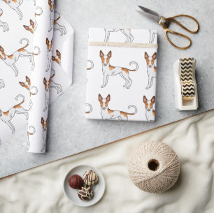 White & Red Ibizan Hound Smooth Coat Dog Pattern Wrapping Paper