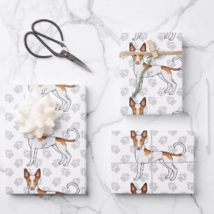 White & Red Ibizan Hound Smooth Coat Dog Pattern Wrapping Paper Sheet