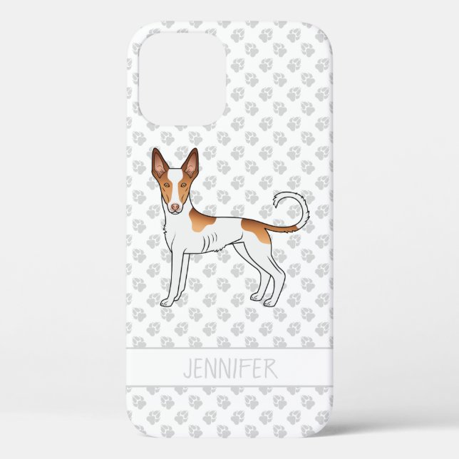 White & Red Ibizan Hound Smooth Coat Dog With Name Case-Mate iPhone Case (Back)