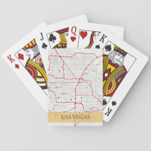WHITE RED LAS VEGAS NEVADA USA OUTLINE MAP PLAYING CARDS