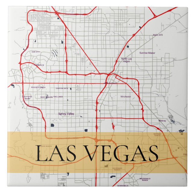WHITE RED LAS VEGAS NEVADA USA OUTLINE MAP TILE (Front)