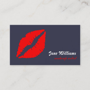 White Red Lips Makeup Artist Business Card