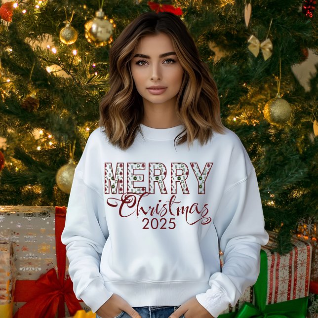 White Red Merry Christmas 2025 Long Sleeve T-Shirt Sweatshirt (Creator Uploaded)