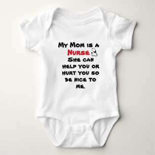White Red My Mum Is A Nurse Funny Baby Bodysuit