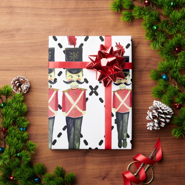 White Red Nutcracker Soldiers Wrapping Paper (Holiday Gift)