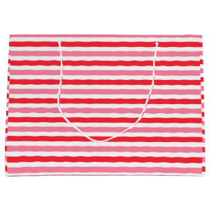 White Red Pink Stripes Bridal Shower Large Gift Bag