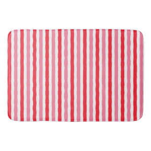 White Red Pink Summer Stripes Bath Mat