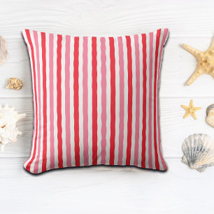 White Red Pink Summer Stripes Cushion
