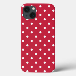 White Red Polka Dot Pattern Retro 70s 80s Classic  iPhone 13 Case